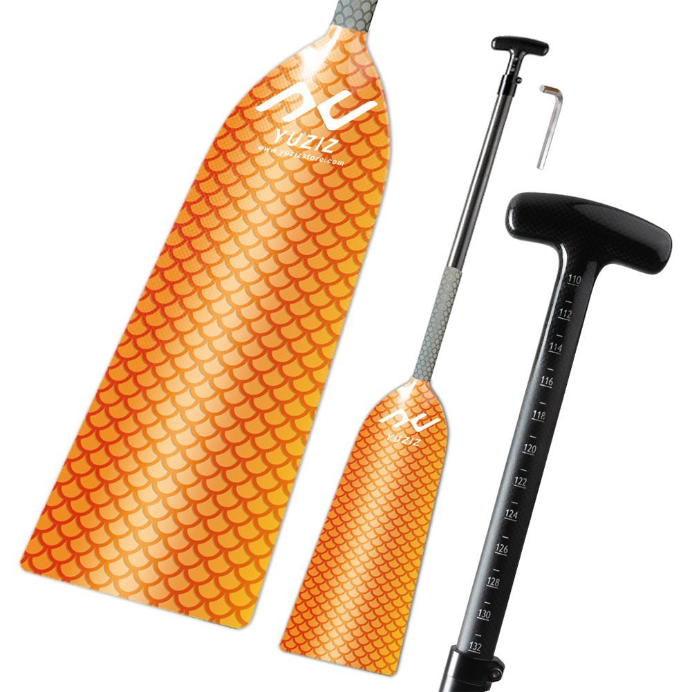 YUZIZ Adjustable Dragon Boat Paddle Full Carbon Dragon Scale Pattern IDBF Approved for Dragon Boat Race - YUZIZ