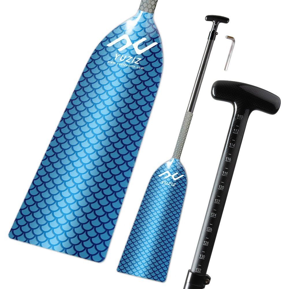 YUZIZ Adjustable Dragon Boat Paddle Full Carbon Dragon Scale Pattern IDBF Approved for Dragon Boat Race - YUZIZ