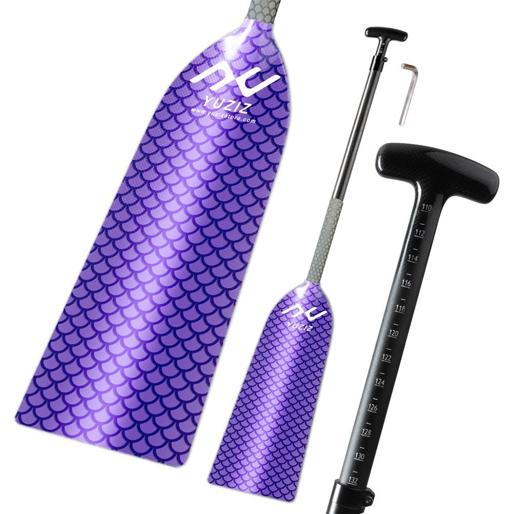 YUZIZ Adjustable Dragon Boat Paddle Full Carbon Dragon Scale Pattern IDBF Approved for Dragon Boat Race - YUZIZ
