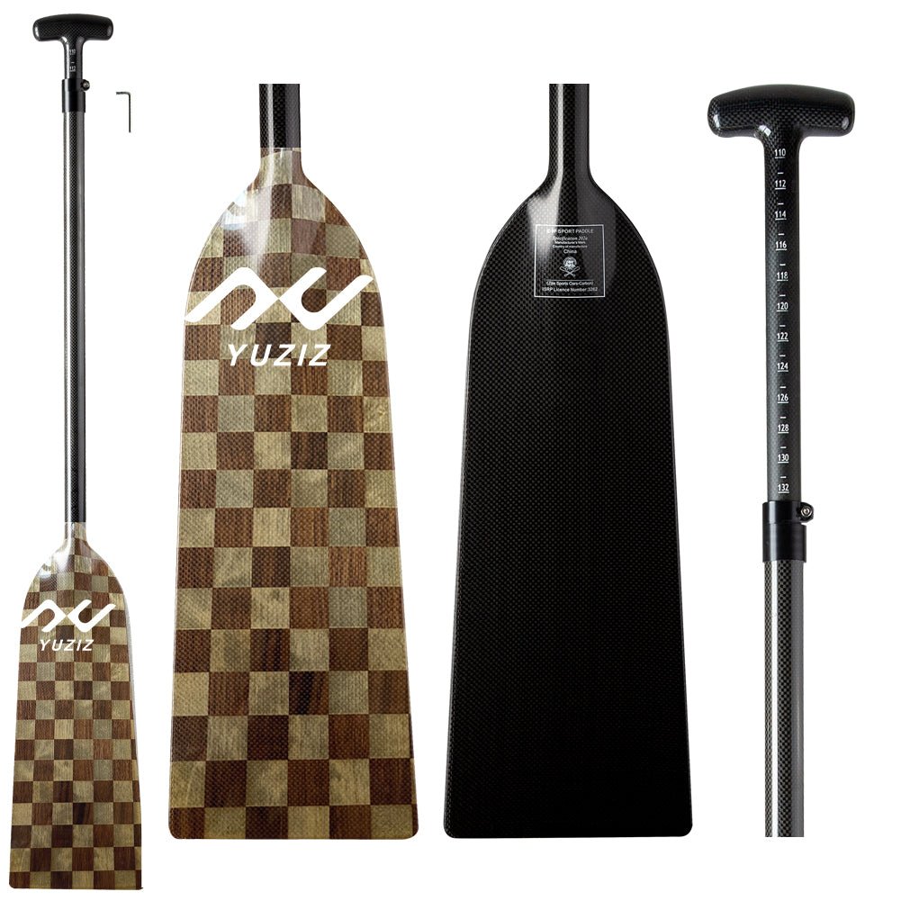 YUZIZ Adjustable Dragon Boat Paddle Full Carbon IDBF Approved for Dragon Boat Race (Bamboo Graphic) - YUZIZ