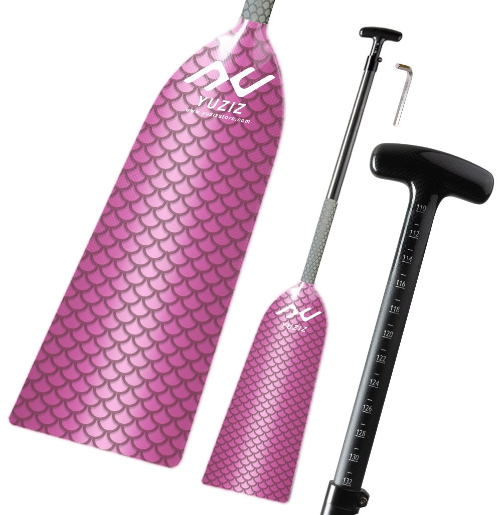 YUZIZ Adjustable Dragon Boat Paddle Full Carbon Dragon Scale Pattern IDBF Approved for Dragon Boat Race - YUZIZ