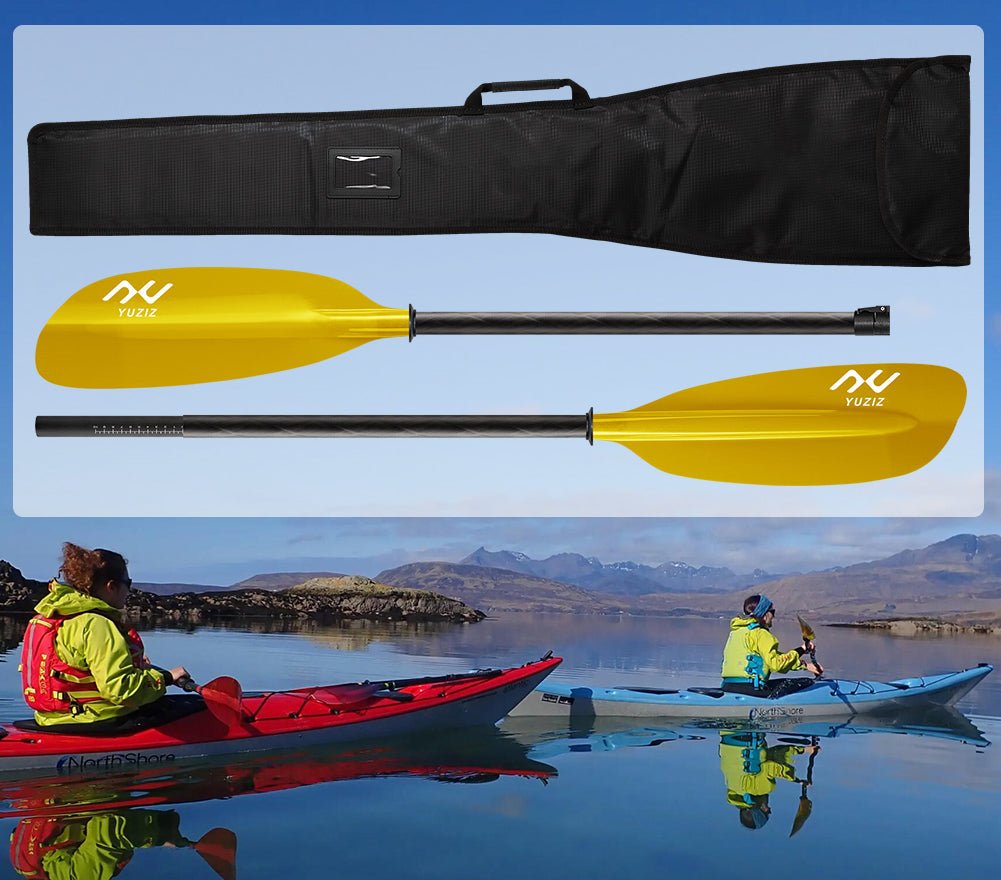 YUZIZ Recreational Touring Kayak Paddle, Fibreglass Blade with Oval Carbon Shaft. With free durable kayak bag. - YUZIZ