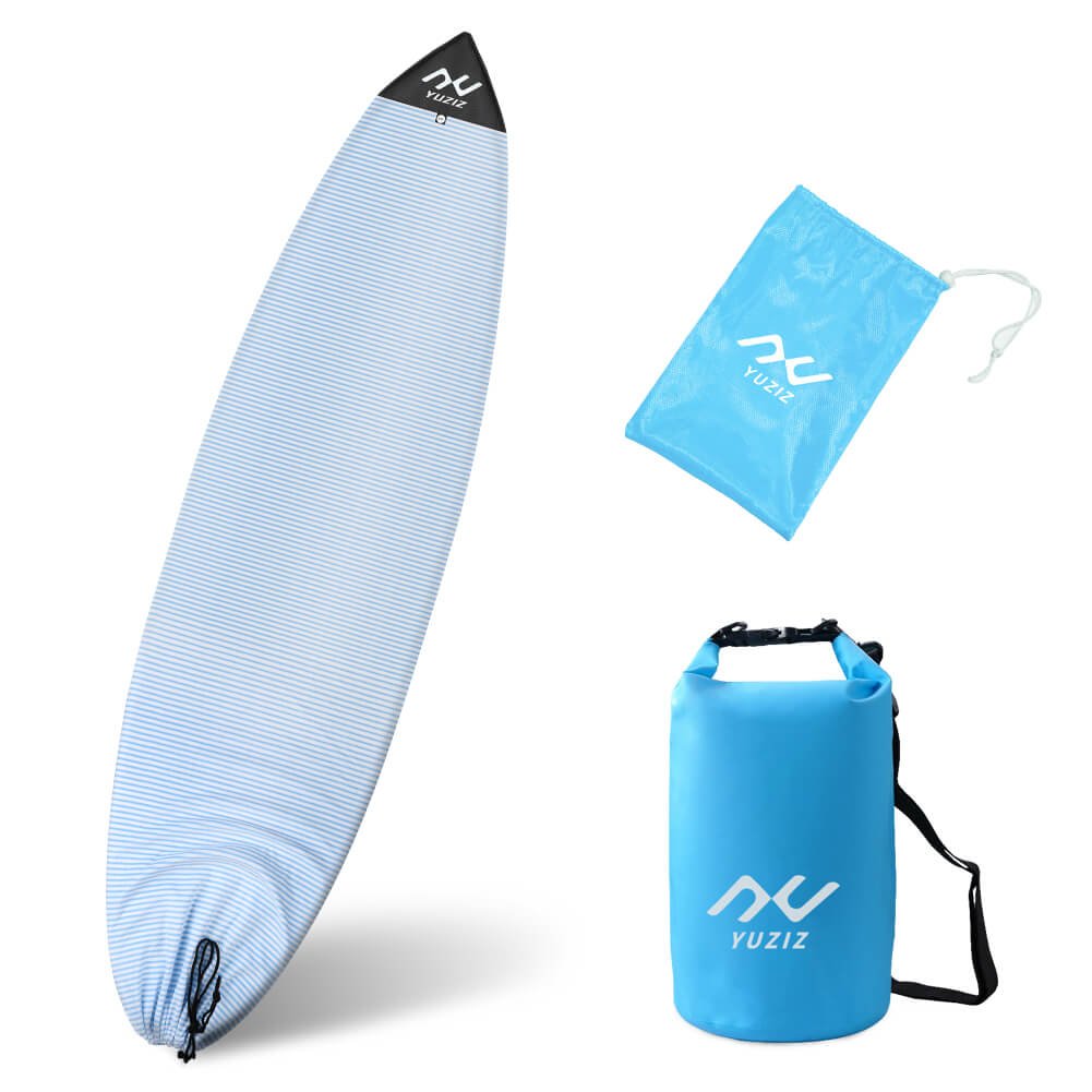 YUZIZ Surfboard Sock Surf Cover with Drawstring Bag and Free 3L Dry Bag for Surfing Board - YUZIZ