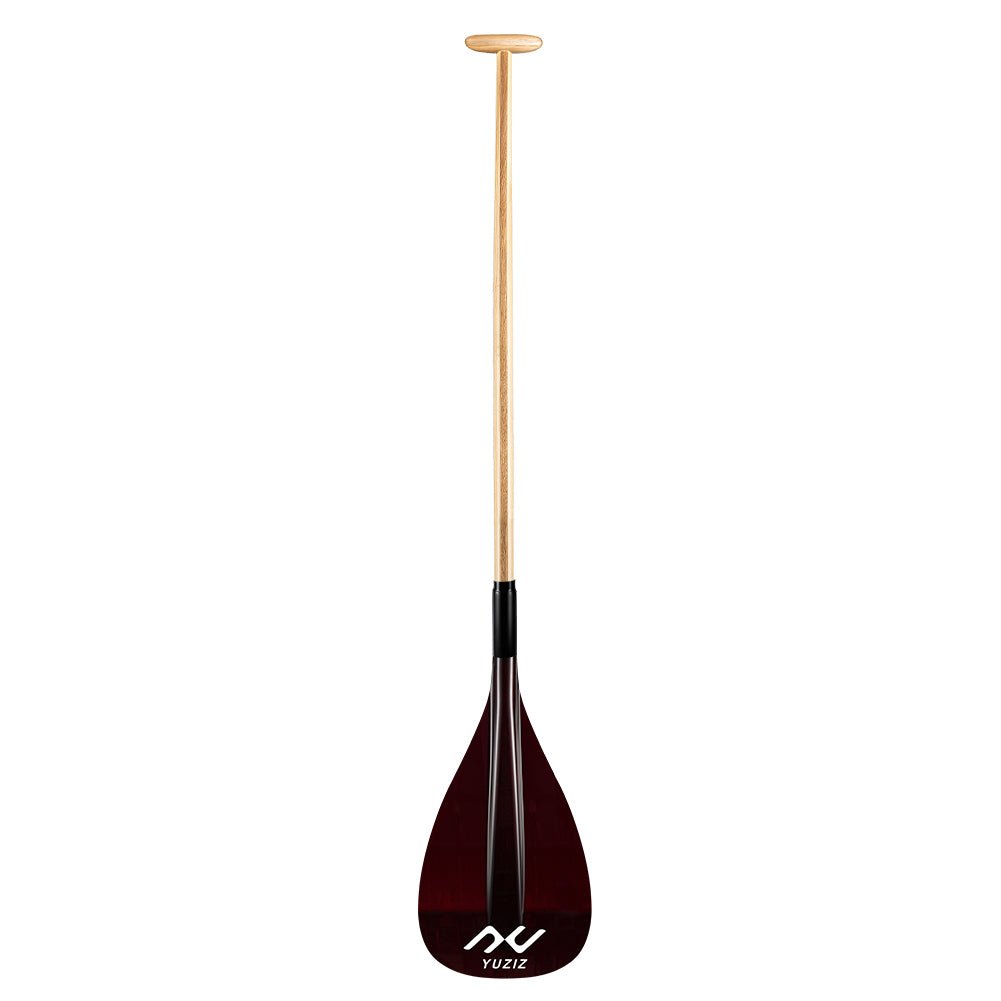 YUZIZ Hybrid Outrigger Canoe Paddle Glass Fiber Blade Bent Wooden Shaft for Waka Ama, va’a - YUZIZ