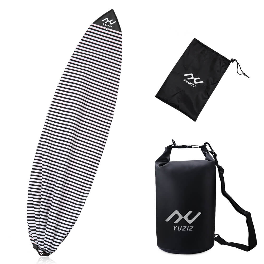 YUZIZ Surfboard Sock Surf Cover with Drawstring Bag and Free 3L Dry Bag for Surfing Board - YUZIZ