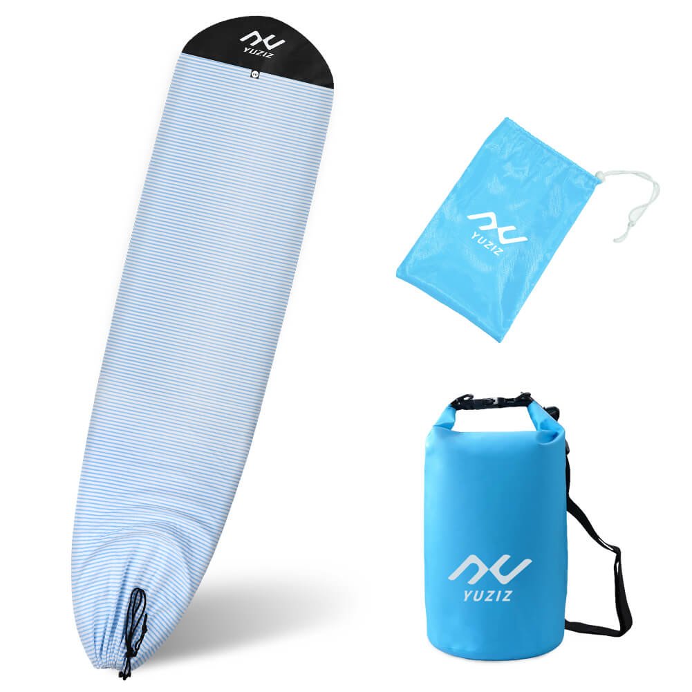 YUZIZ Surfboard Sock Surf Cover with Drawstring Bag and Free 3L Dry Bag for Surfing Board - YUZIZ