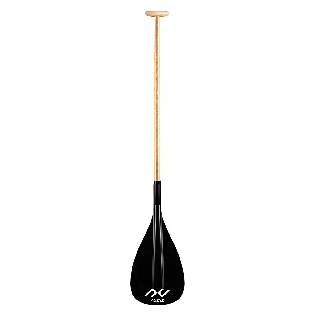 YUZIZ Hybrid Outrigger Canoe Paddle Glass Fiber Blade Bent Wooden Shaft for Waka Ama, va’a - YUZIZ