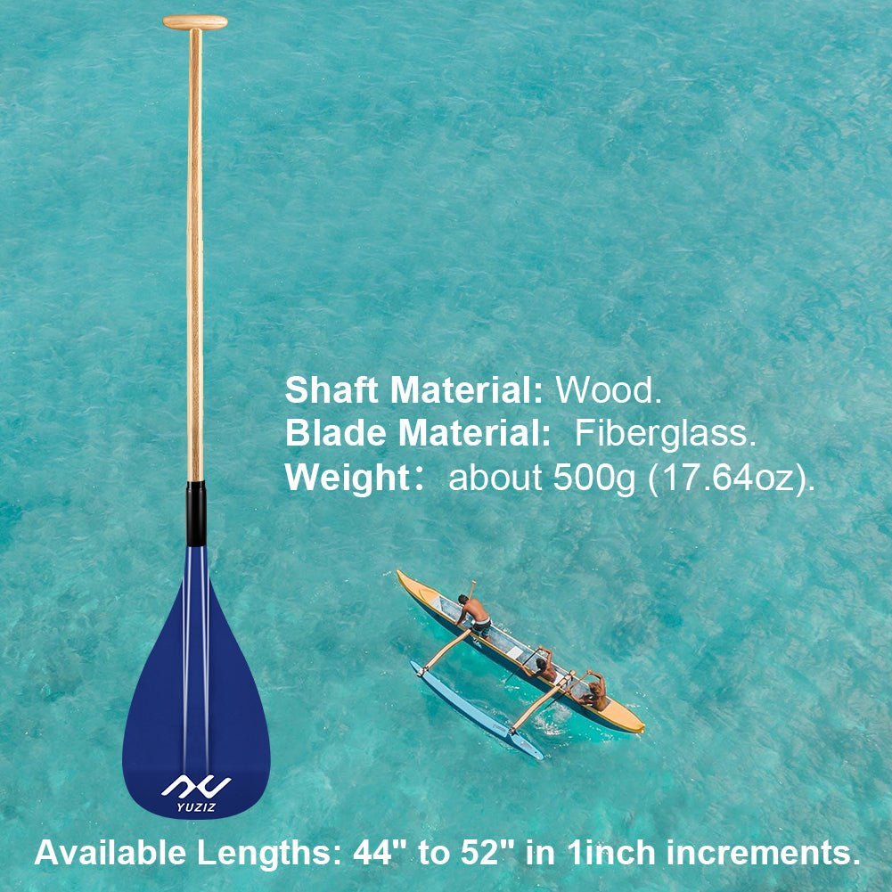 YUZIZ Hybrid Outrigger Canoe Paddle Glass Fiber Blade Bent Wooden Shaft for Waka Ama, va’a - YUZIZ