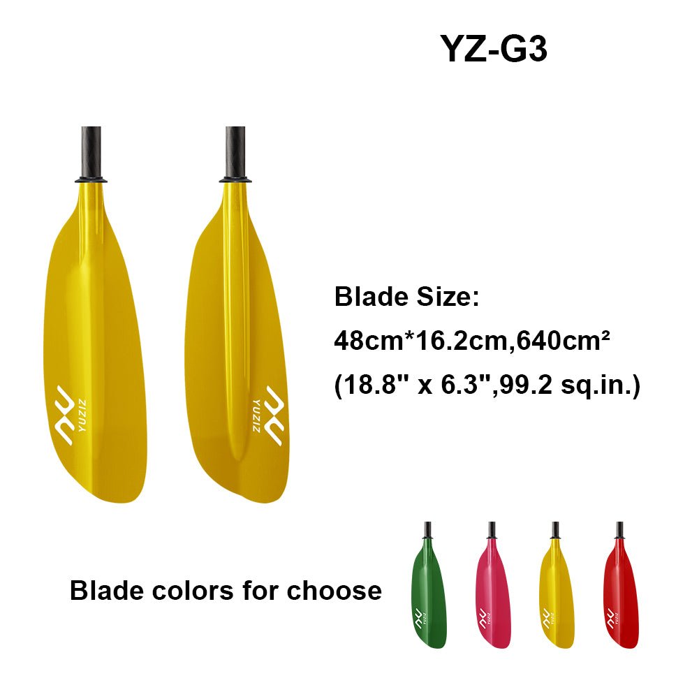 YUZIZ Recreational Touring Kayak Paddle, Fibreglass Blade with Oval Carbon Shaft. With free durable kayak bag. - YUZIZ