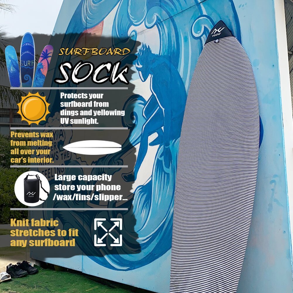 YUZIZ Surfboard Sock Surf Cover with Drawstring Bag and Free 3L Dry Bag for Surfing Board - YUZIZ
